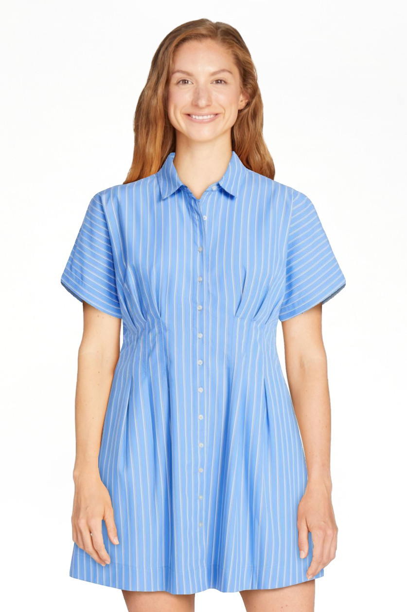 Free Assembly Women's Cotton Corset Mini Shirtdress with Short Sleeves, Sizes XS-XXL | Walmart (US)