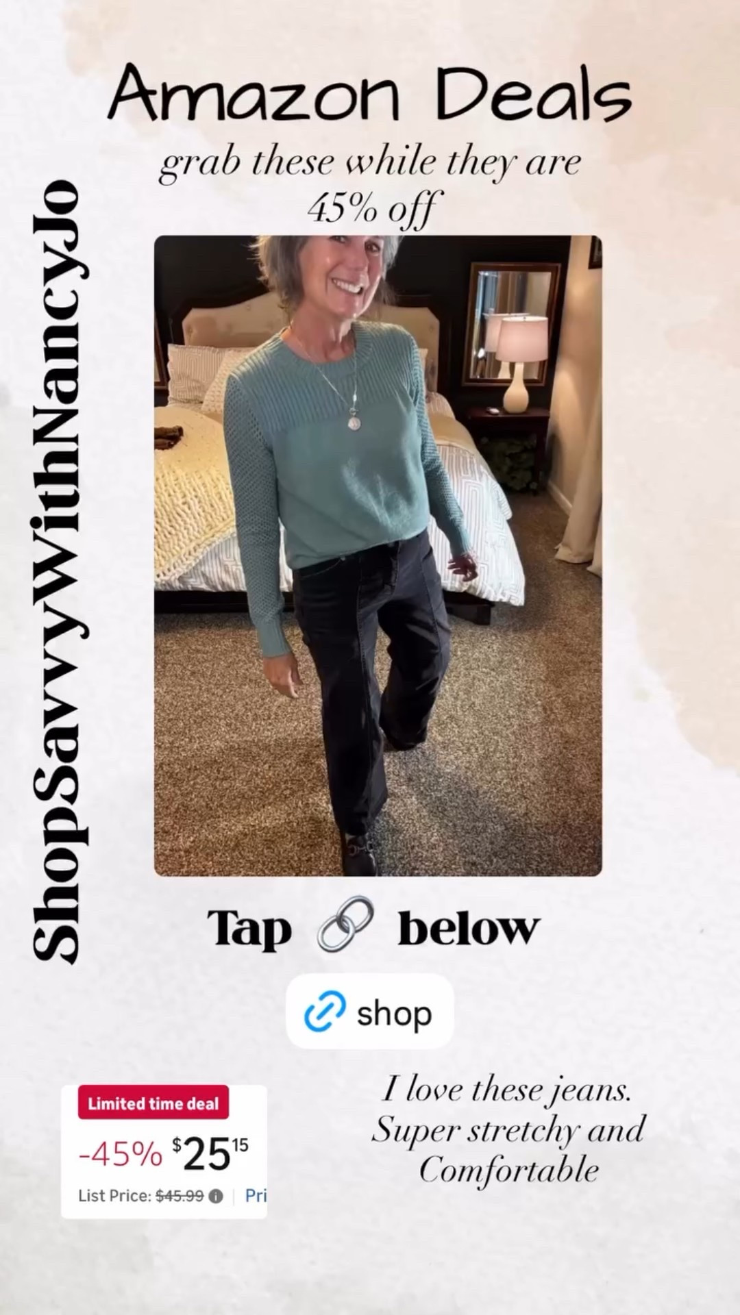 grab these while they are
45% off I love these jeans. 
Super stretchy and 
Comfortable