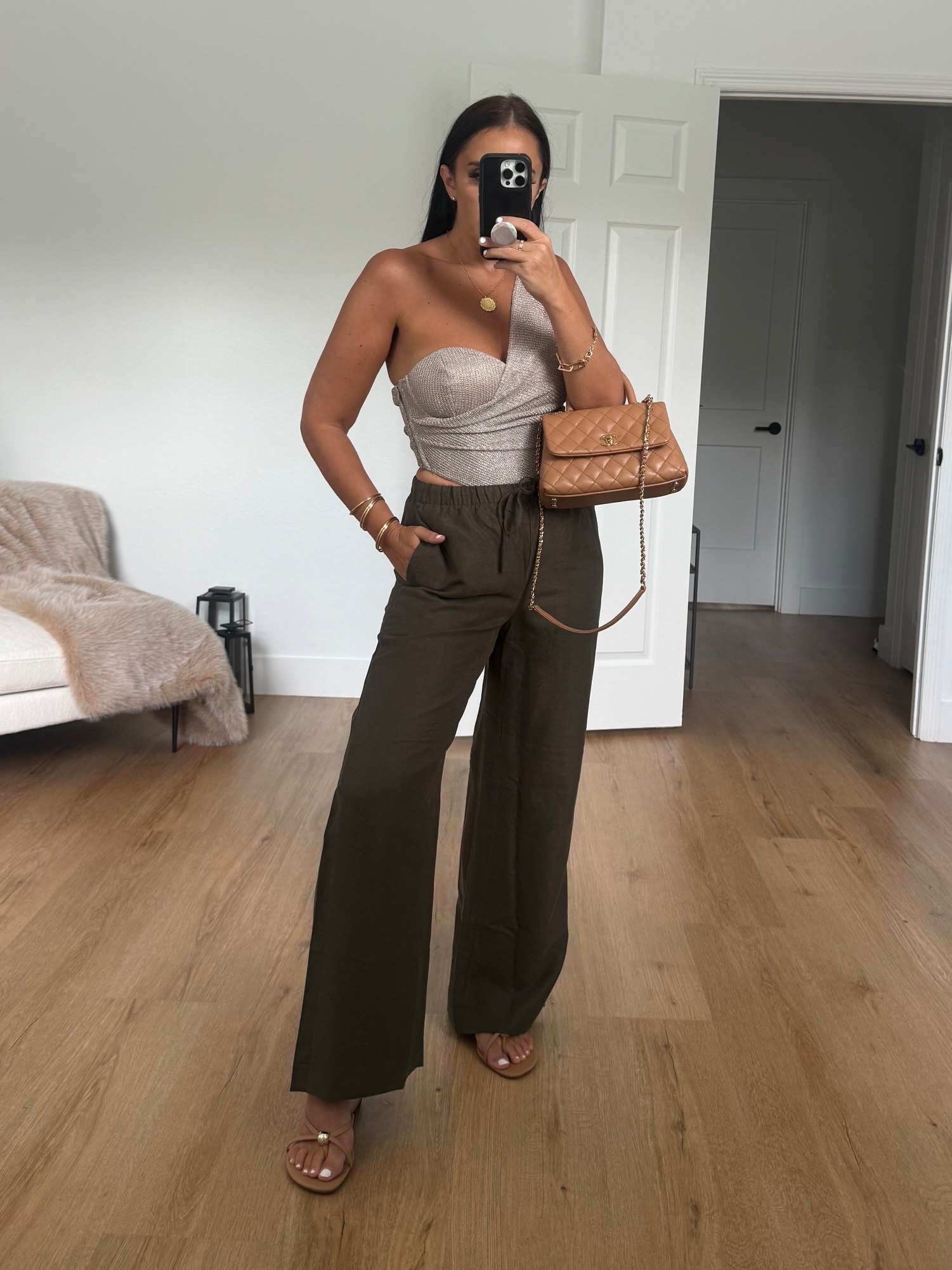 JLUXLABEL Corazon Stripe Knit Crop Top & Maxi Skirt Set wearing size small