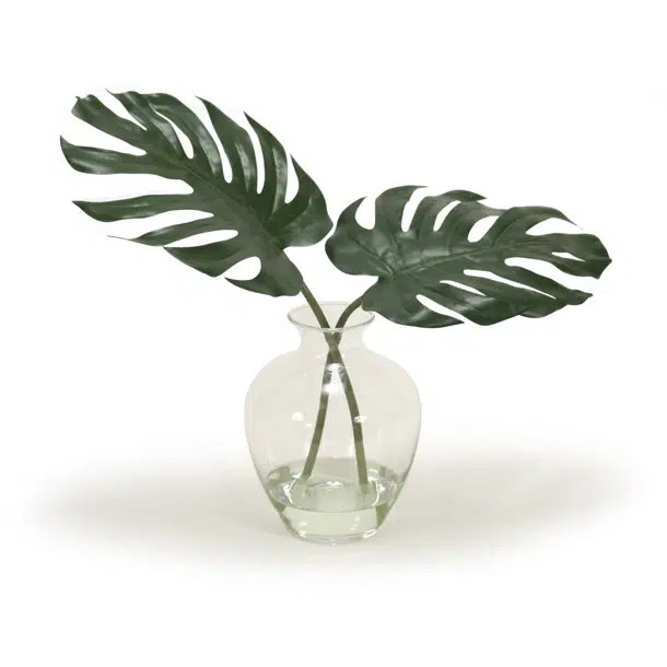 17'' Faux Philodendron Plant in Glass Pot | Wayfair North America