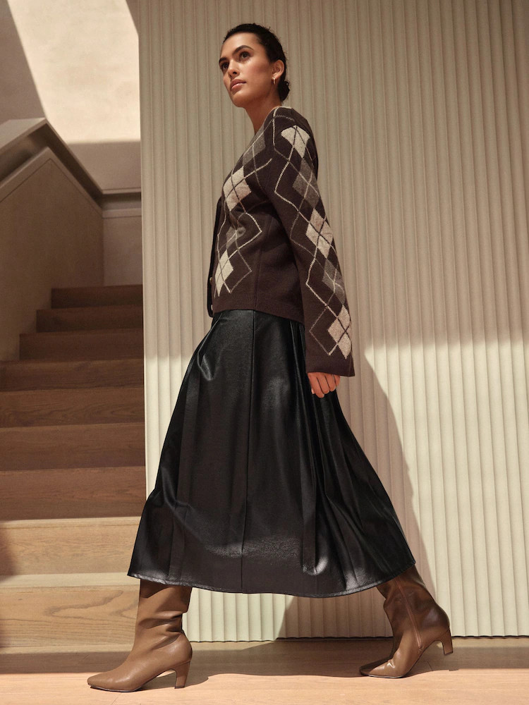 Chocolate Brown Argyle 100% Merino Wool N. Premium Cardigan | Next EU