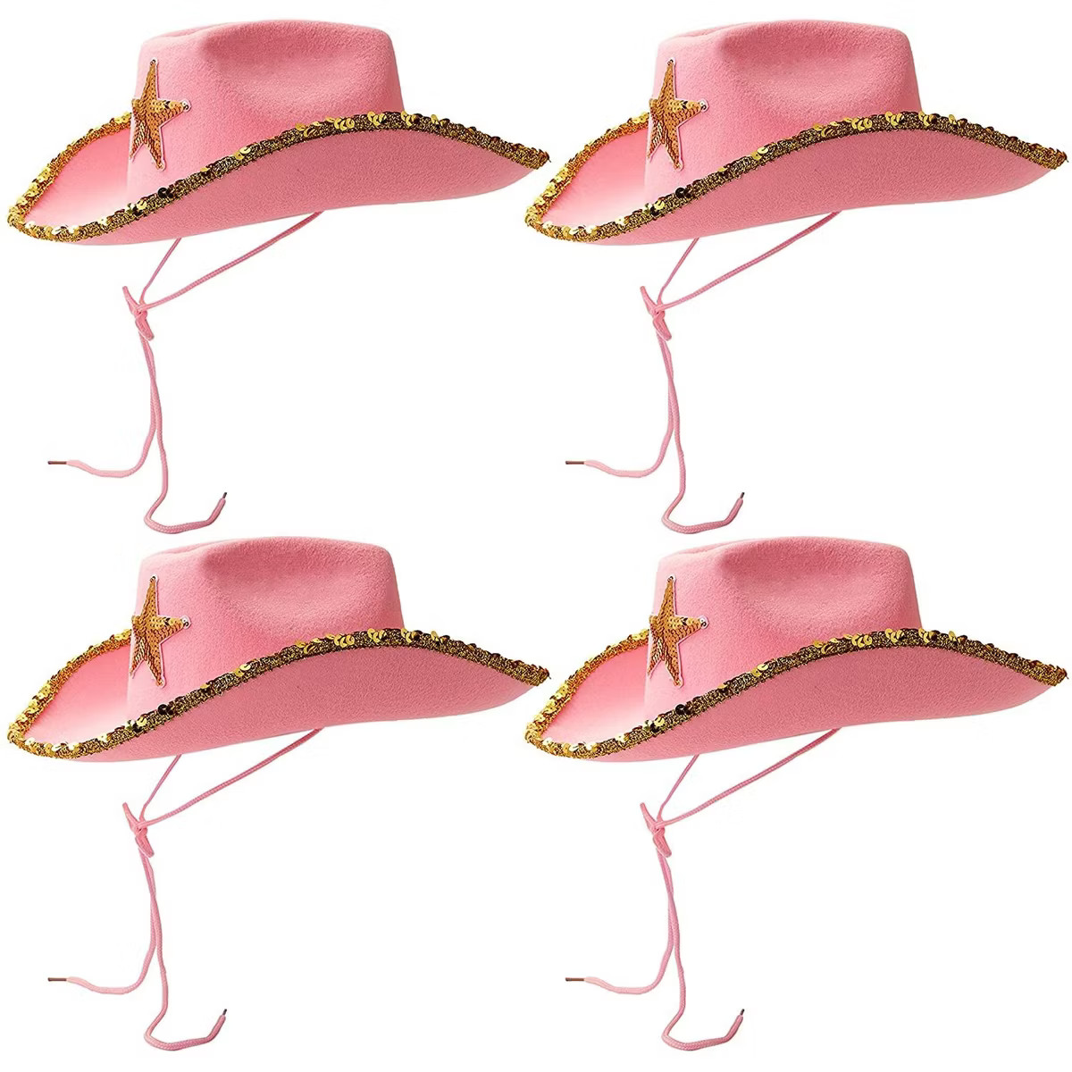 Blue Panda 4 Pack Western Cowboy and Cowgirl Hats for Kids, Pink Sparkly, 14 x 11 x 5 inch | Target