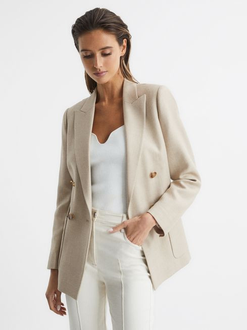 Double Breasted Twill Blazer | Reiss UK