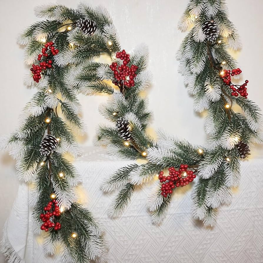 Dense Christmas Garland with Lights 6.56 FT Christmas Long Cedar Garlands for Xmas Tree Christmas... | Amazon (US)