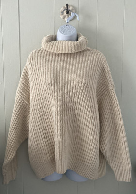Free People Size XS Oversized Chunky Cream Ivory Turtleneck Sweater | eBay | eBay US