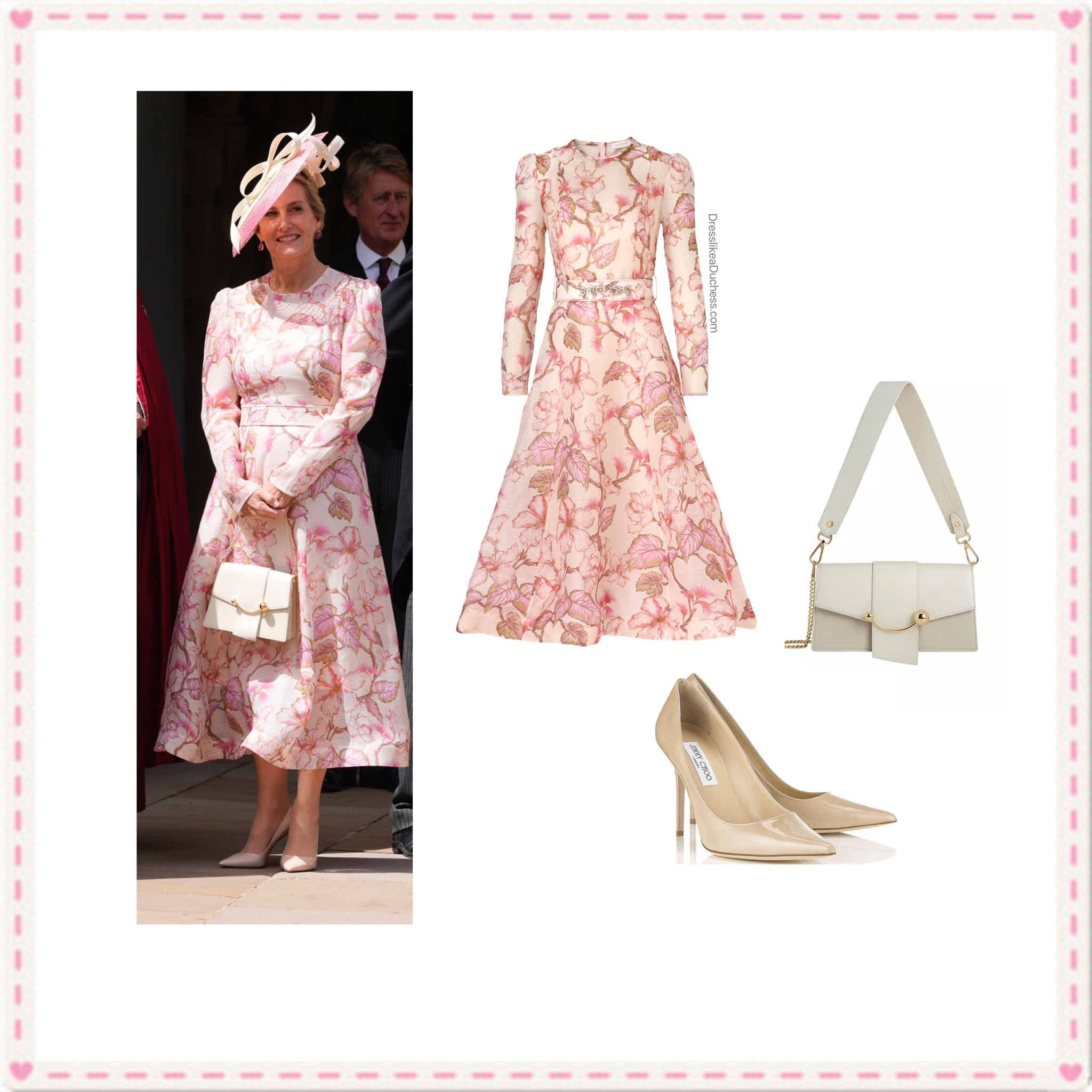 Sophie Wessex order of garter 2024 in Zimmermann dress and strathberry crescent bag 