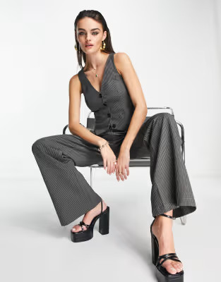 Extro & Vert fitted vest in slate pinstripe - part of a set | ASOS (Global)