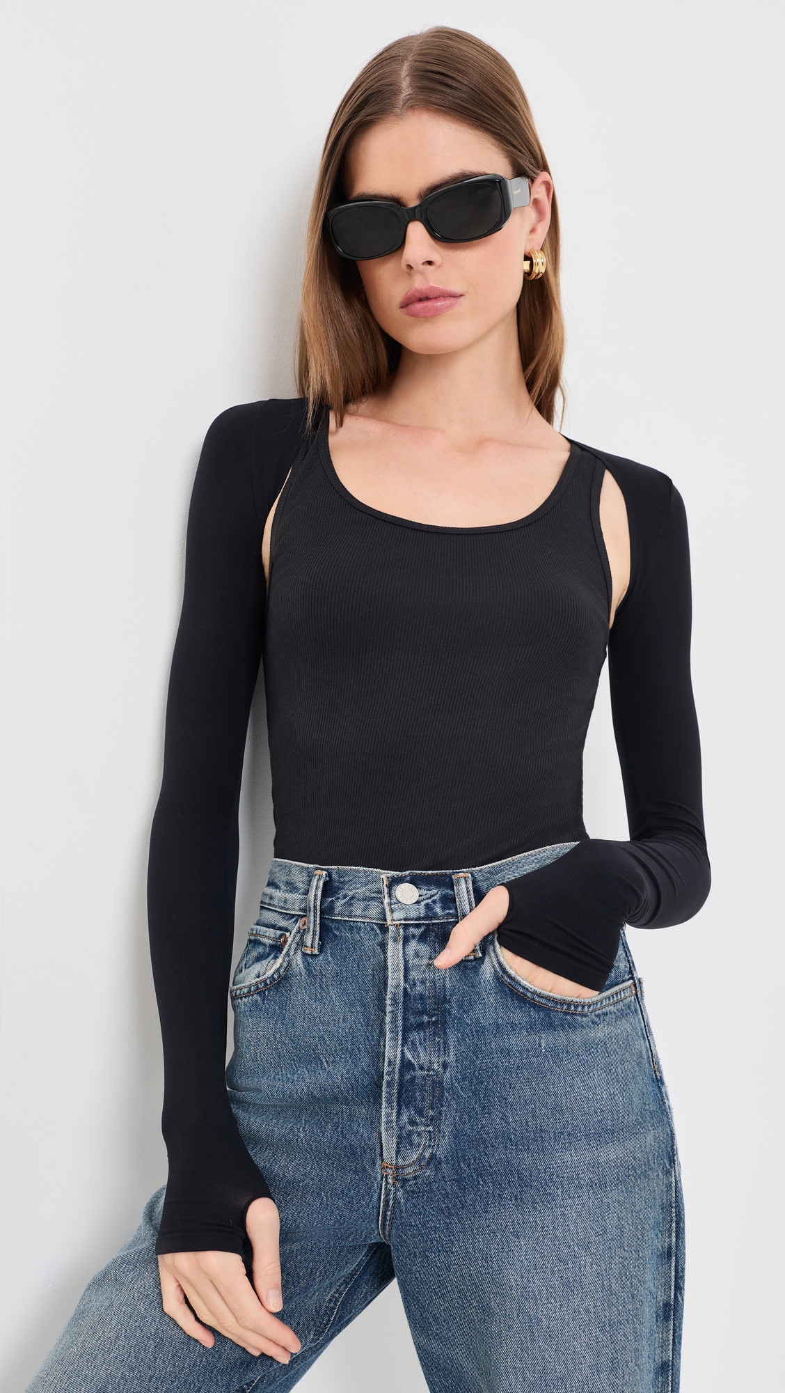 Commando Ballet Body Shrug with Thumbholes Black One Size | Shopbop
