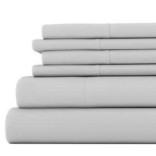 6-Piece Light Gray Solid Microfiber Queen Sheet Set | The Home Depot