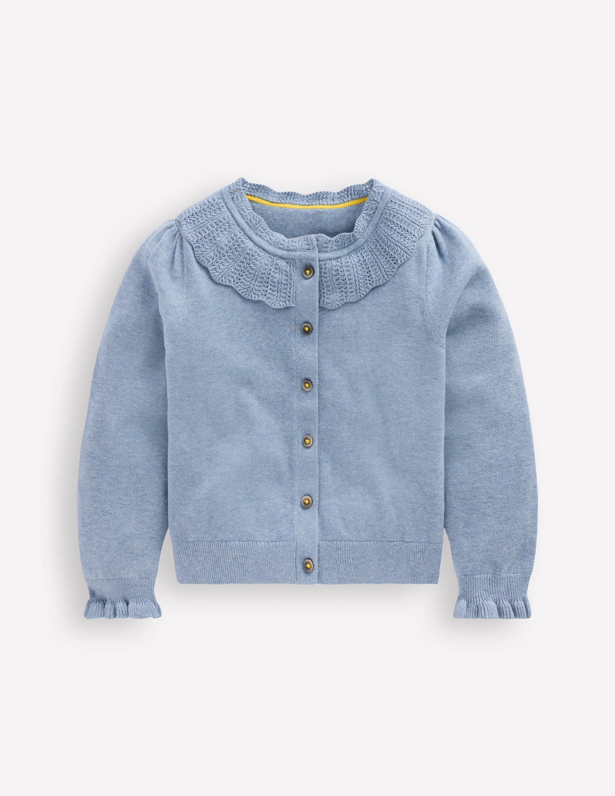Pretty Ruffle Cardigan-Glacier Blue Marl | Boden (US)
