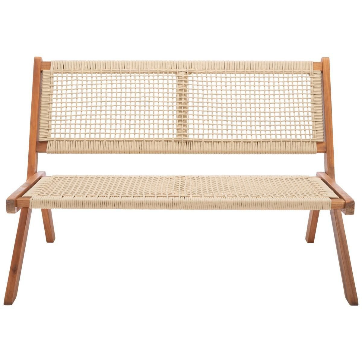 Kobina Outdoor Bench - Natural/Black - Safavieh. | Target