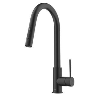 KRAUS Oletto Single Handle Pull Down Sprayer Kitchen Faucet in Matte Black-KPF-3104MB - The Home ... | The Home Depot