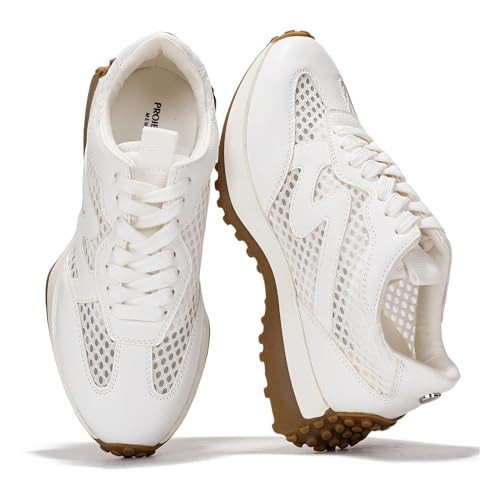 Project Cloud Trendy Sneakers for Women - Memory Foam and Non-Slip Comfortable Casual Ladies Shoes for Womens Fashion Sneakers - Lightweight Lace-up Shoes (Lecco,WHITMESH,7.5) | Amazon (US)
