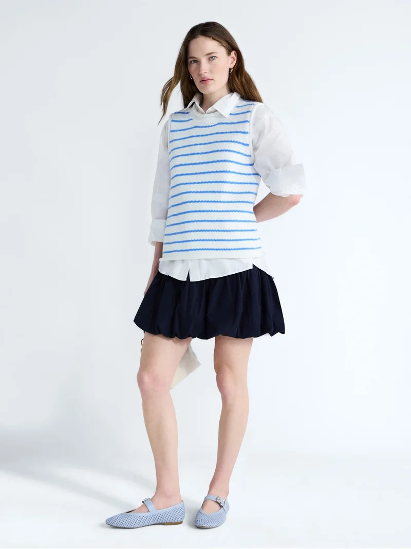 Free Assembly Women's Roll Neck Cotton Sweater Shell, Lightweight, Sizes XS-XXL | Walmart (US)