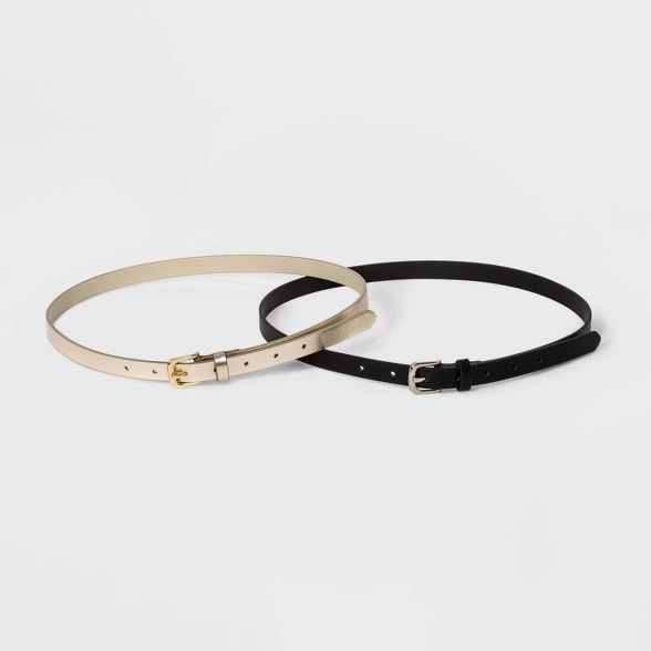 Women's 2 for 1 Belt - A New Day™ Black/Gold | Target