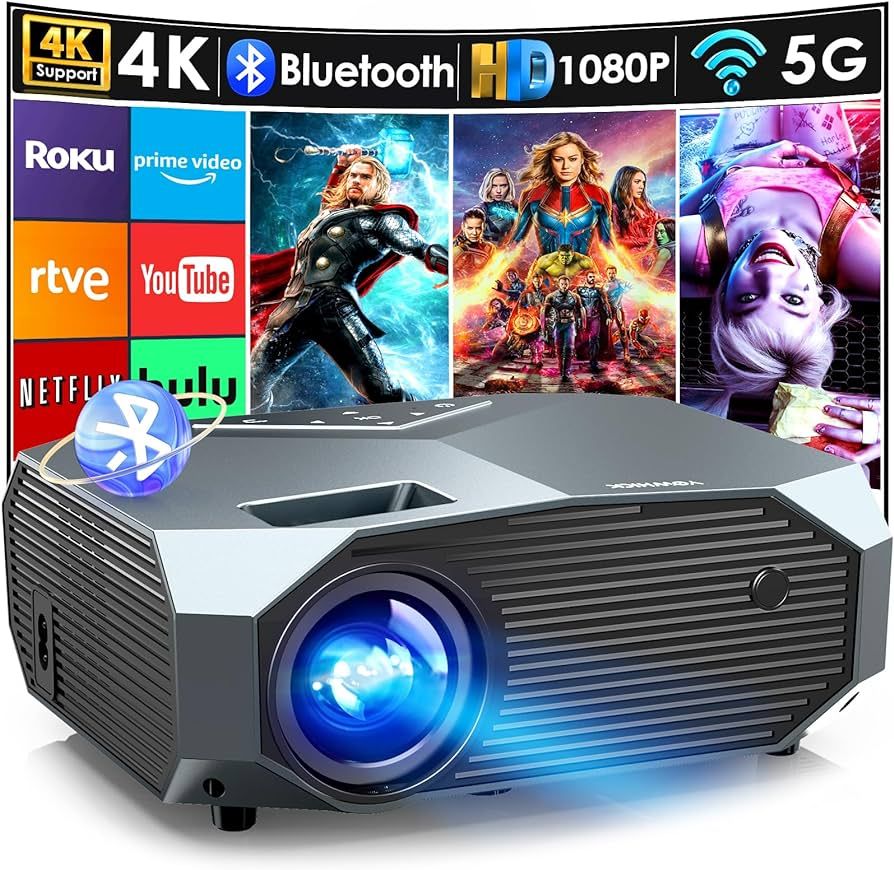 YOWHICK Projector with 5G WiFi and Bluetooth, Native 1080P Outdoor Portable Video Projector Suppo... | Amazon (US)