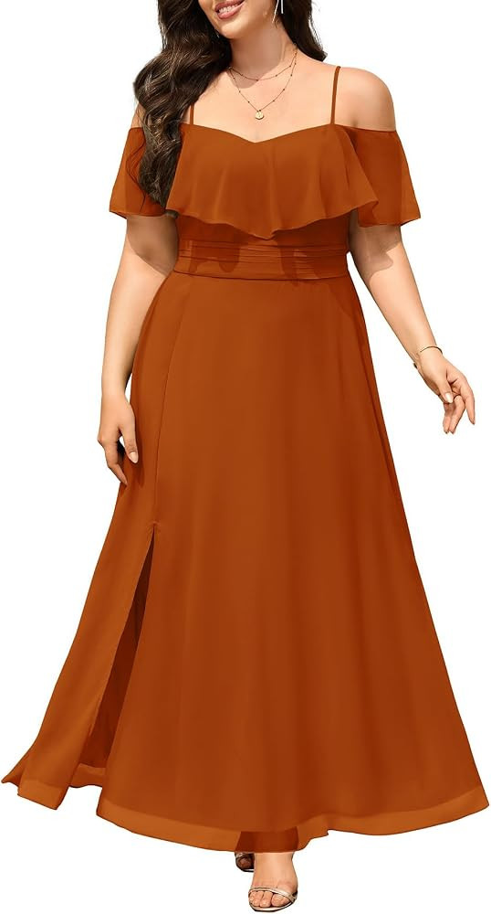Pinup Fashion Women Plus Size Bridesmaid Dresses - Off The Shoulder Formal Wedding Guest Bridal S... | Amazon (US)