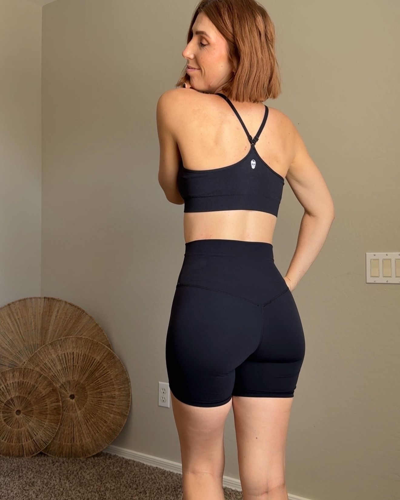 Amazon activewear:
• Black Racerback sports bra: Gymreapers size small
• Black Biker shorts: size small 2 pack, nude and black 

#LTKActive #LTKStyleTip #LTKPetite