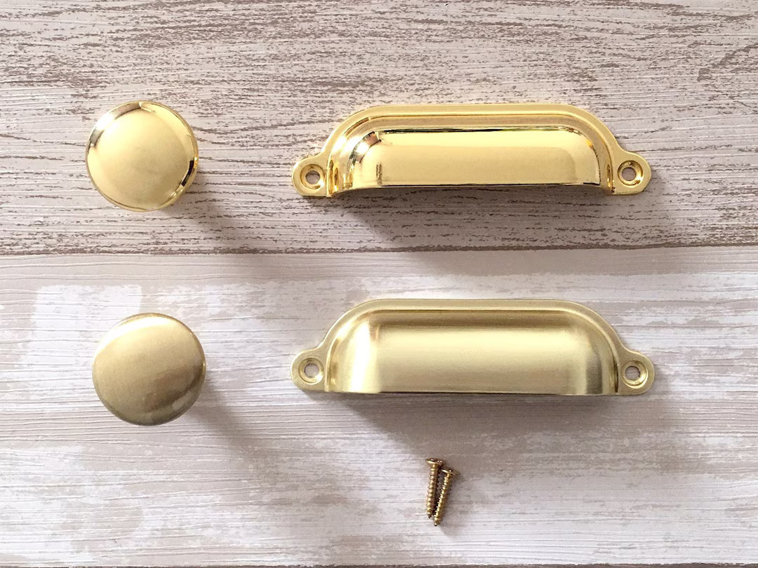 Gold Cup Handles Drawer Pull Door Pull Bin Dresser Pulls Knobs Handles Shell Classic Cabinet Knob... | Etsy (US)