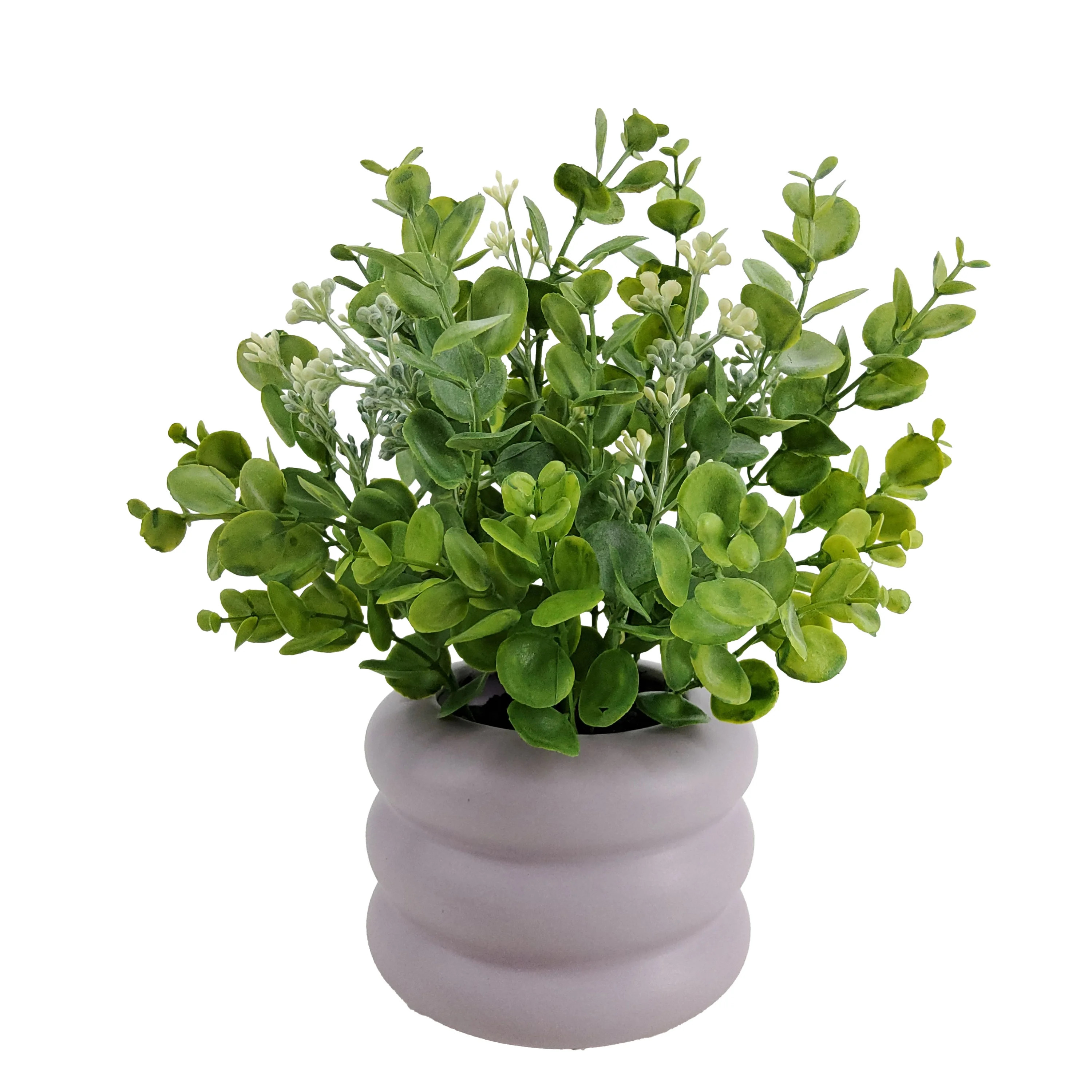 Mainstays 10'' Indoor Artificial Seeded Eucalyptus with Bubble Vase, Purple Ceramic Vase, Green S... | Walmart (US)