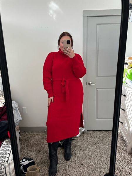 plus size holiday outfit - wearing size M (18) 

red dress, sweater dress, holiday dress, plus size holiday dress, red holiday outfit, plus size dresses

#LTKHoliday #LTKplussize #LTKstyletip