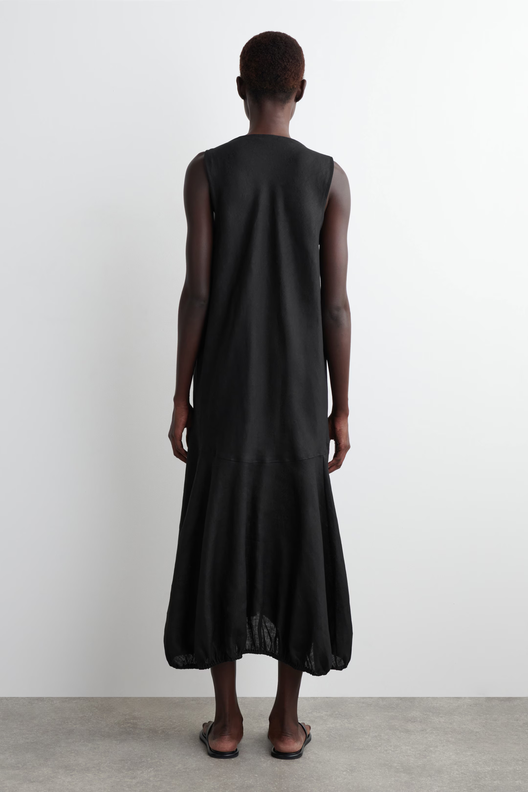 ELASTICATED-HEM LINEN MAXI DRESS - BLACK | COS | COS UK