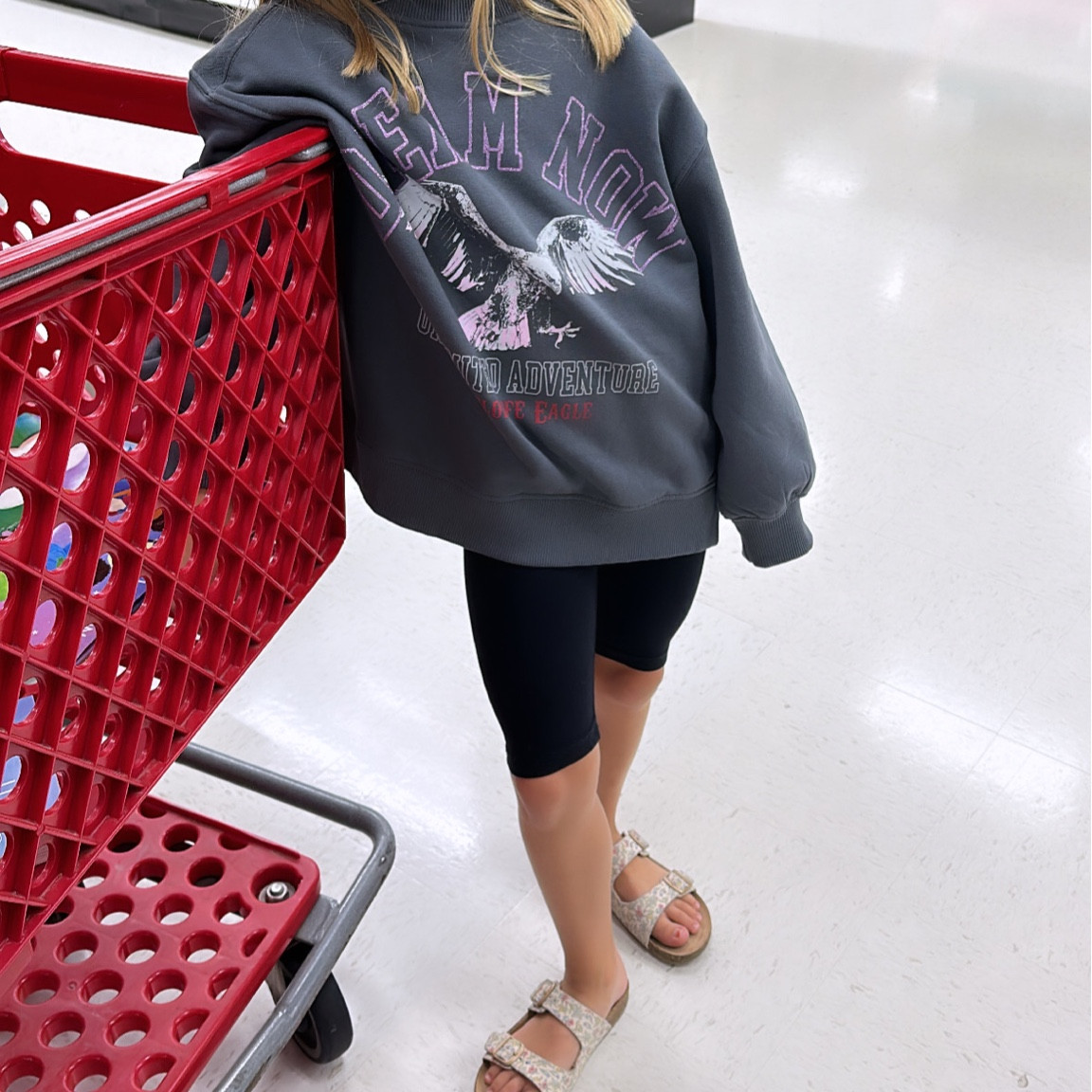 Girls oversized sweatshirt
Girls bike shorts
Girls floral sandals


#LTKkids