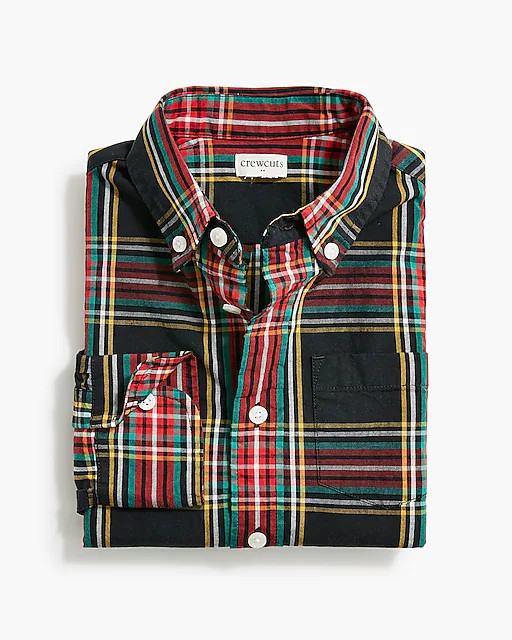 Boys' button-up tartan shirt | J.Crew Factory