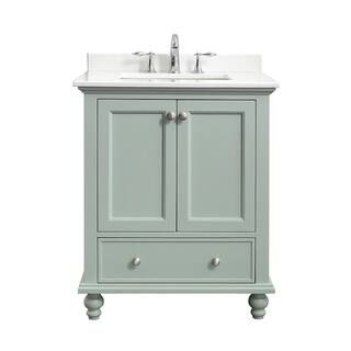 Orillia 30 in. W x 22 in. D Vanity in Misty Latte with Engineered Stone Vanity Top in White with ... | The Home Depot