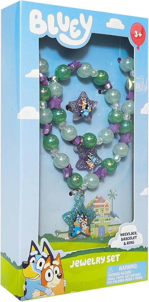 LUV HER Bluey Girl's Jewelry Set - Dress up Toy Jewelry Box Set with Bead Necklace, Bracelet and ... | Amazon (US)