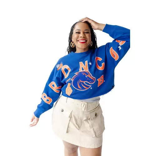 Gameday Social Women's Boise State Broncos Patchup Long Sleeve Crop | Scheels Sports