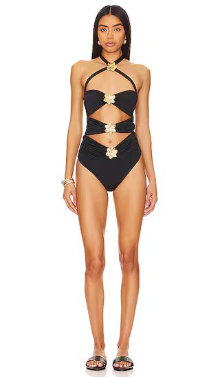 Diamond Cut Out One Piece in Black | Revolve Clothing (Global)