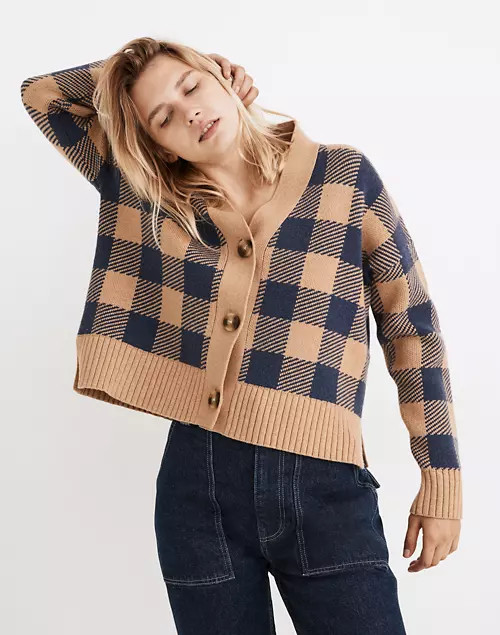 Bayberry Cardigan Sweater in Buffalo Check | Madewell