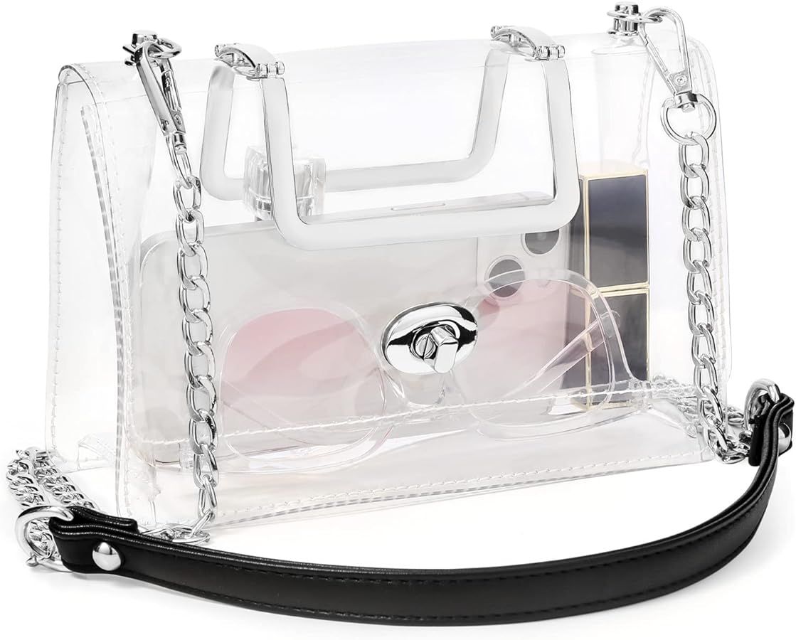 BS-VOG Clear Purse for Women Stadium Approved, Small Clear Crossbody Bag with Zipper, Clear Stadi... | Amazon (US)