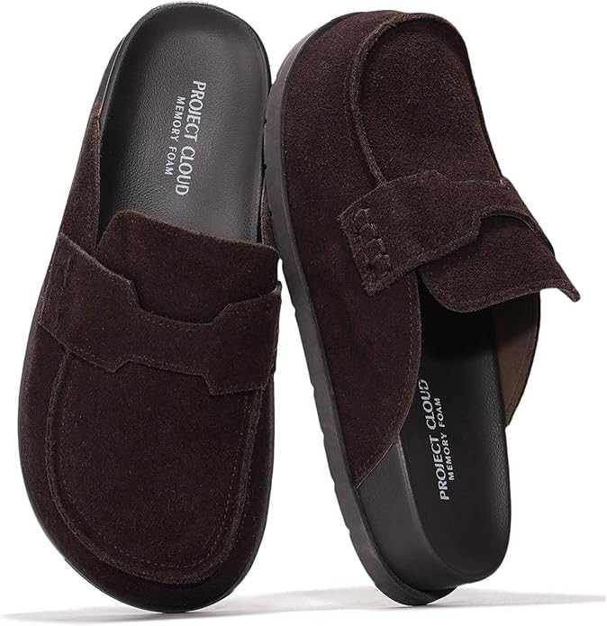 Project Cloud Genuine Suede Womens Clog - Memory Foam Arch Support Non-Slip Sole Mules & Clogs fo... | Amazon (US)