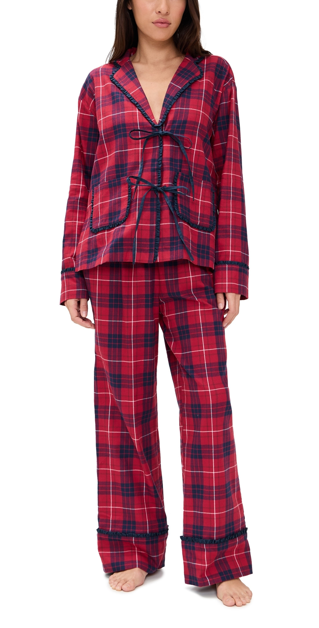 Hill House Home The Steffy Flannel Pajama Set Cherry Tartan XS | Shopbop