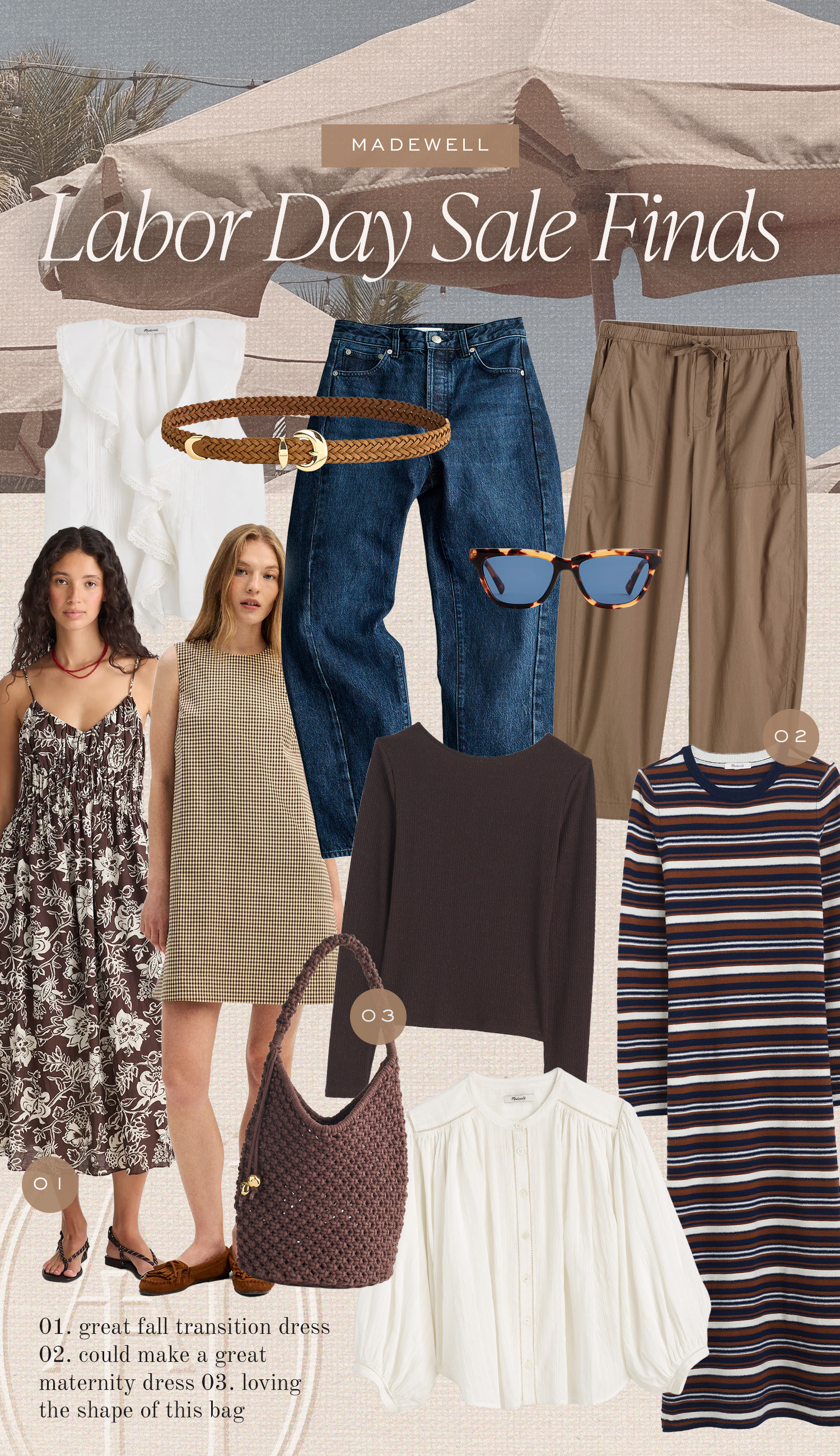 Madewell Labor Day Finds! Chocolate brown accessories, gingham shift dress, and classic staples 

 #LTKSeasonal #LTKSaleAlert