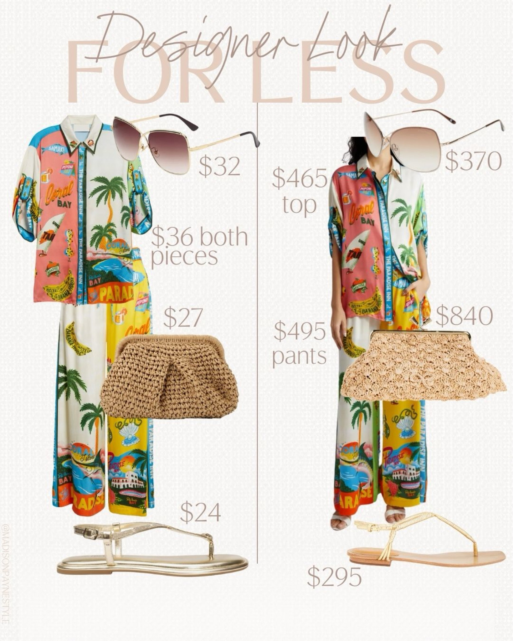 Look for less☺️❗️My Amazon 2-piece is a designer look for less of a $900+ outfit😉 wore a small in the Amazon version-fits oversized 
Amazon, summer outfit, casual outfit, vacation outfit, look for less, dupe, Madison Payne 

#LTKSeasonal #LTKStyleTip #LTKFindsUnder50