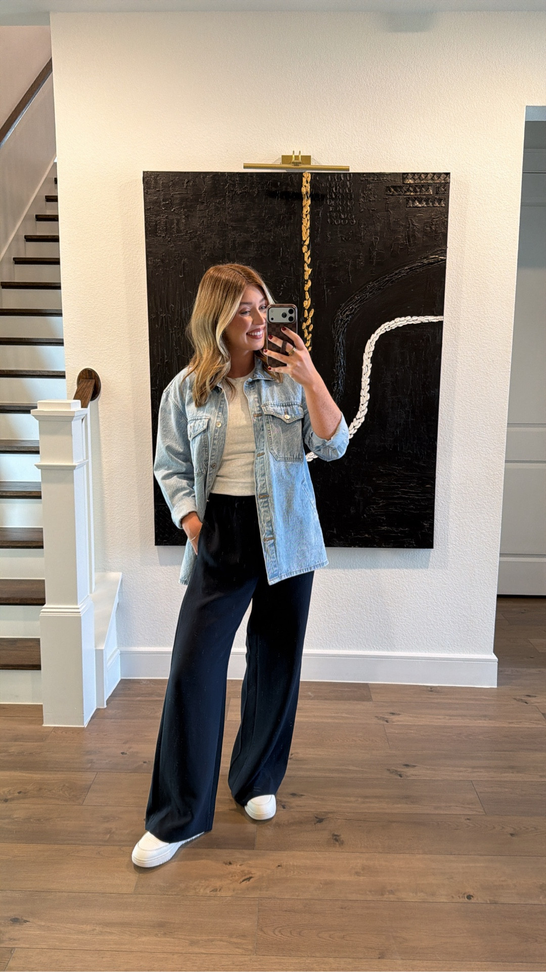 Movie date outfit - comfy but still cute with a jacket in case it’s cold. Pants and top are both in a medium and I do regular length. Pants run long and I’m 5’7 for reference 

#LTKootd #LTKgrwm #LTKMidsize