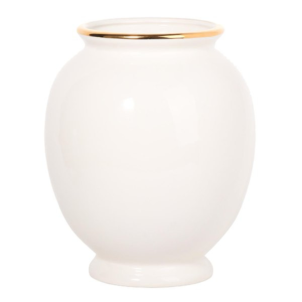 Providence White & Gold Electroplated Ceramic Vase, 7" | At Home