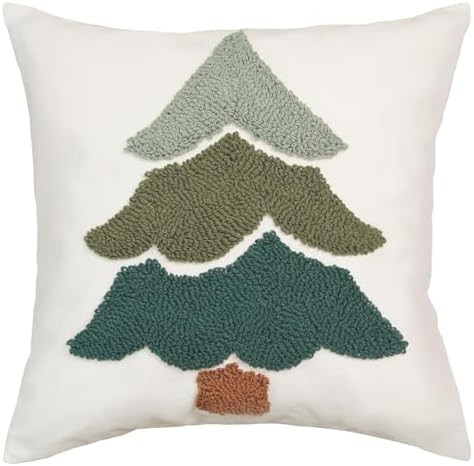 GEEORY Christmas Pillow Covers 18x18 Inch, Embroidered Xmas Tree Throw Pillows Farmhouse Winter H... | Amazon (US)