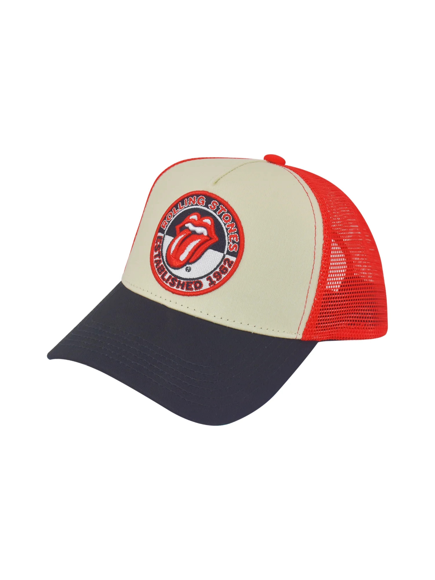 Womens Rolling Stones Trucker Snapback Hat, Cotton & Polyester, Red & Black, One Size Fits Most | Walmart (US)