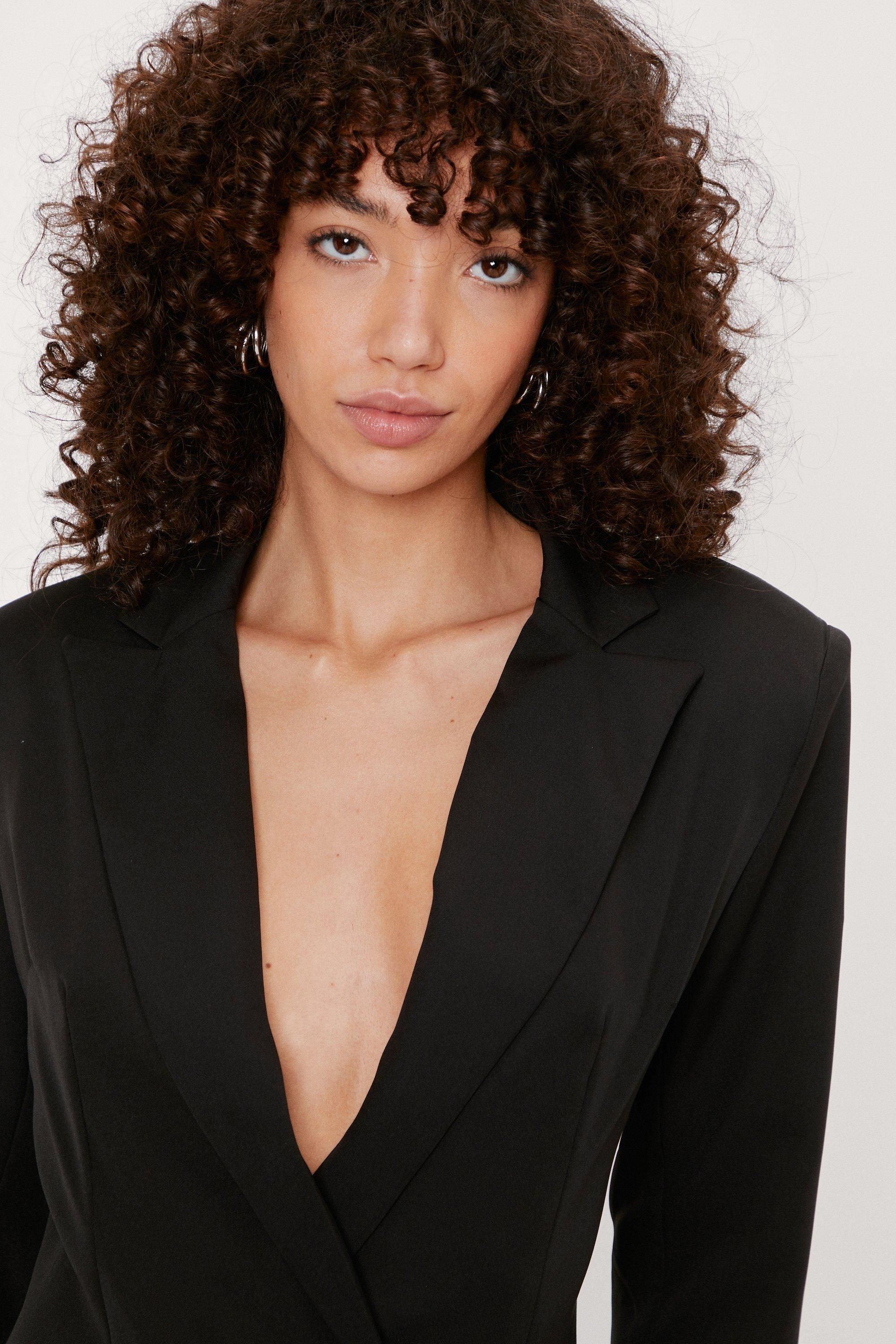 Feather Hem Double Breasted Blazer Dress | Nasty Gal (US)