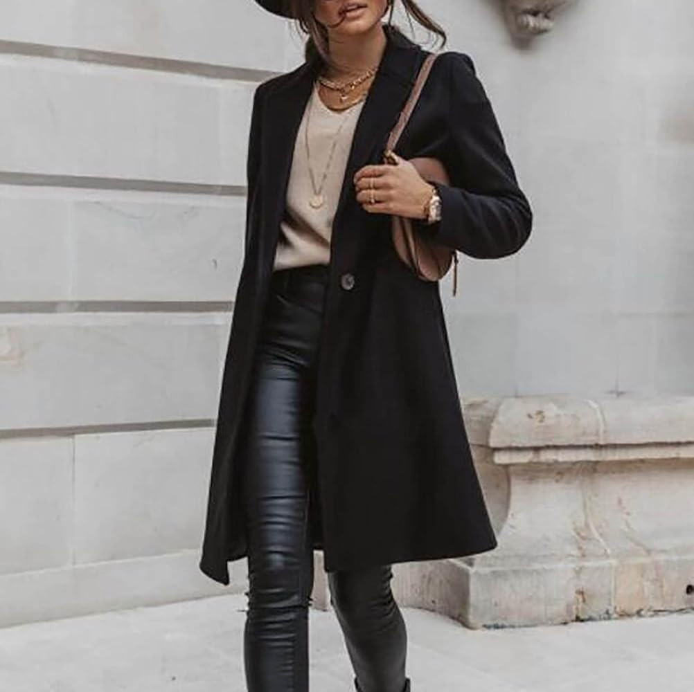 Long Winter Coats for Women Double Breasted Blazer Camel Pea Trench Coats Lapel Workout Jacket Wo... | Amazon (US)