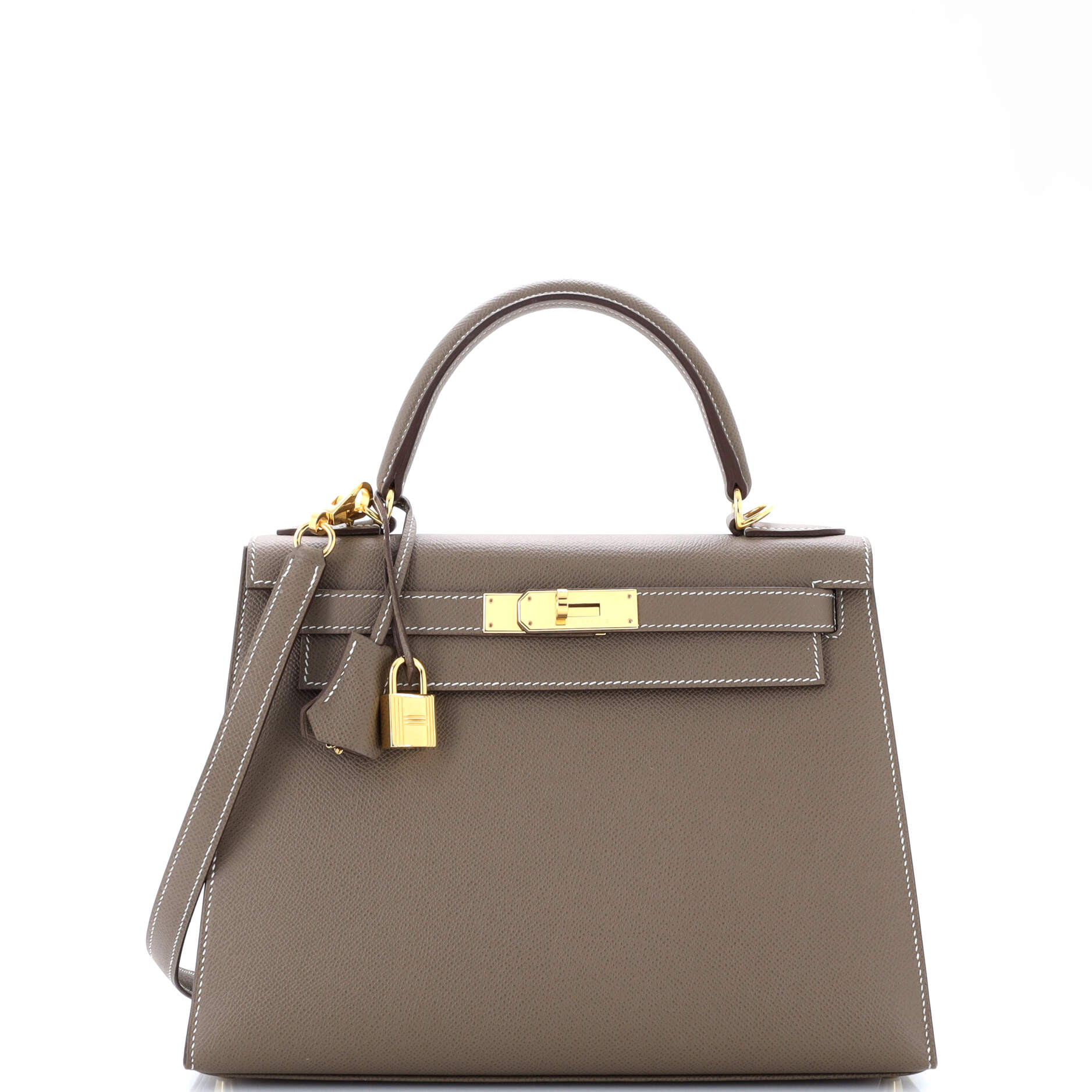 Kelly Handbag Grey Epsom with Gold Hardware 28 | Shop Simon