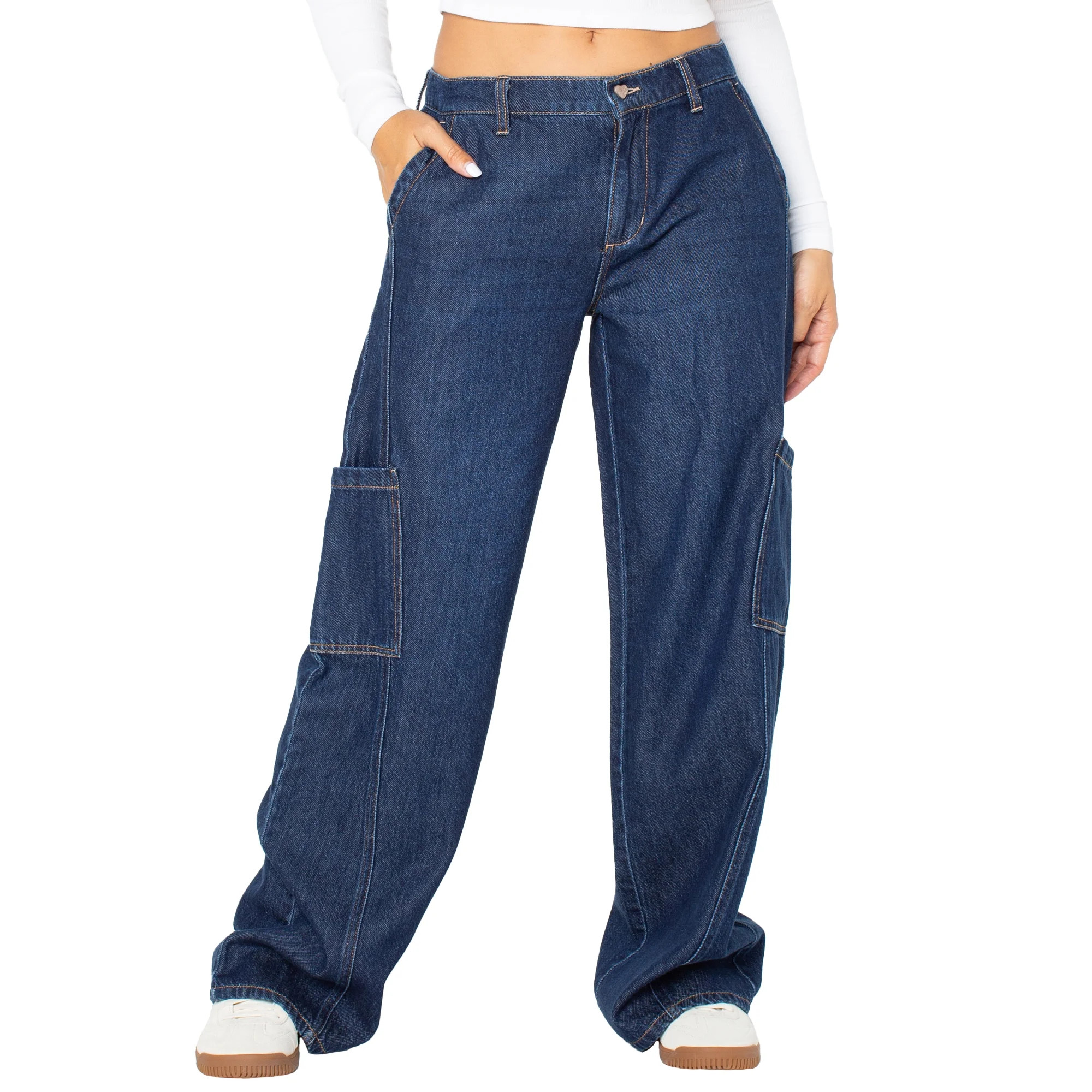 Celebrity Pink Women's and Women's Plus Cargo Wide Leg Jeans, Sizes XS-4X | Walmart (US)