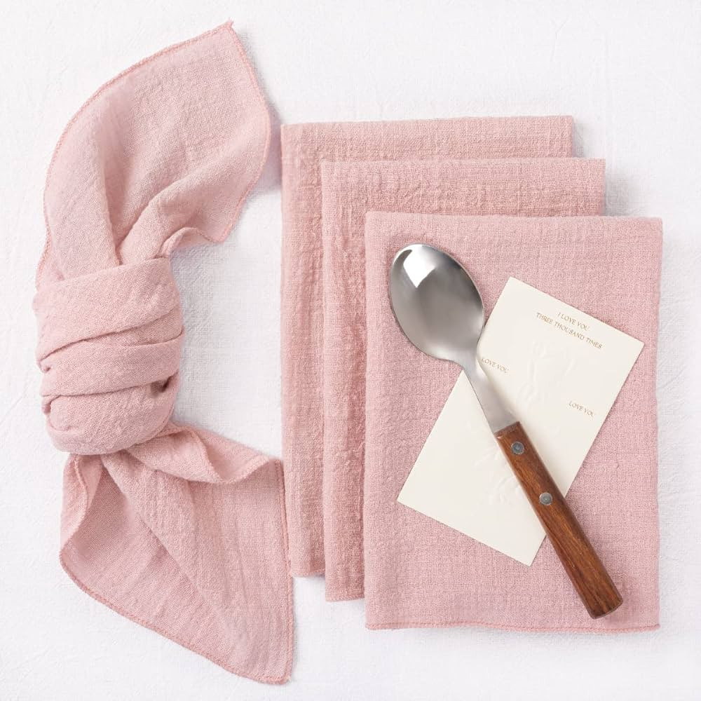 MLMW Gauze Cloth Napkins Set of 6 Soft Cotton Dinner Napkins 16.5"×16.5" Rustic Bulk Linen Napki... | Amazon (US)