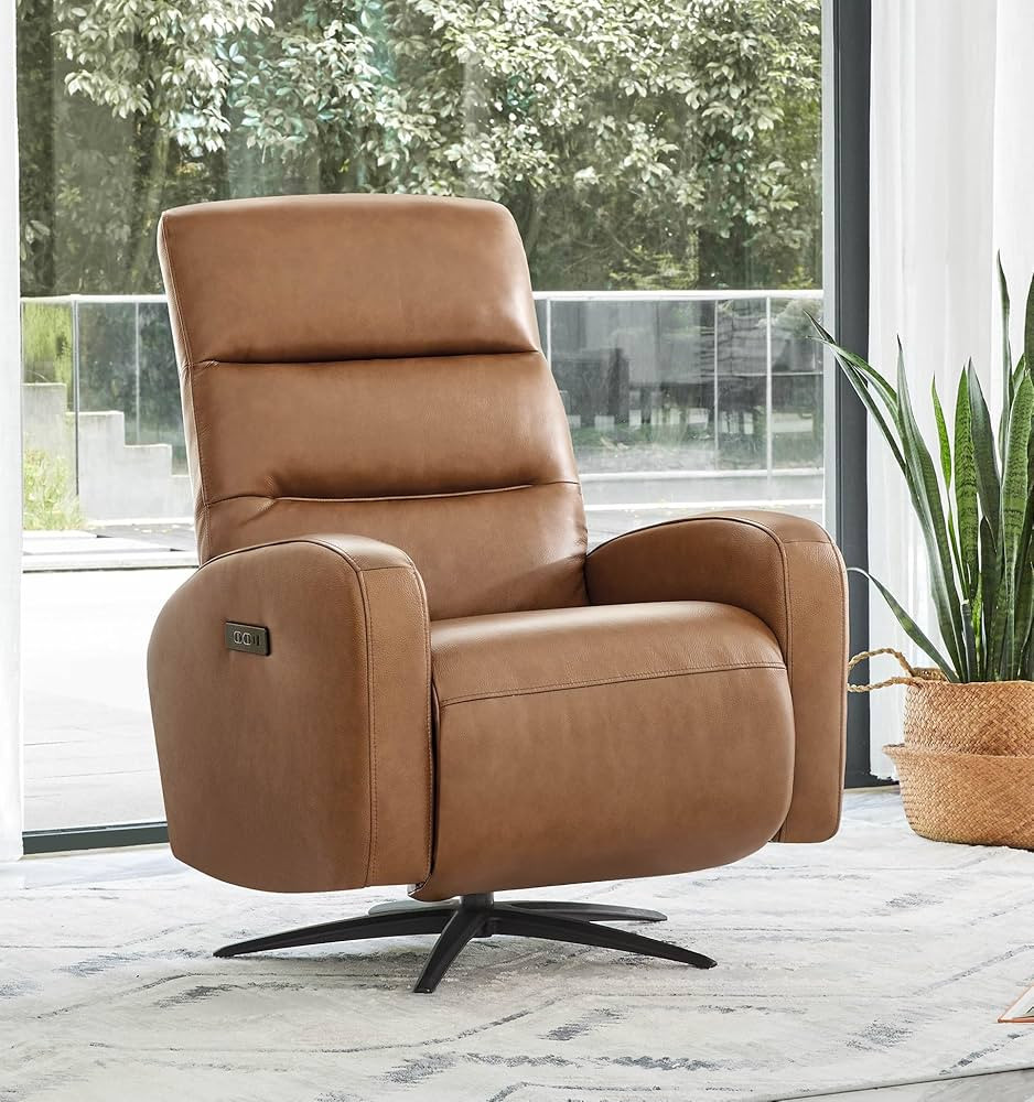 CHITA Genuine Leather Power Swivel Recliner Chair for Adults, Dual Motor Modern Electric Recliner... | Amazon (US)
