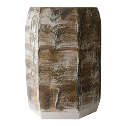 Paul Schneider Ceramic Hexagonal Stool in Drip Brushed #6188 Glaze | Chairish