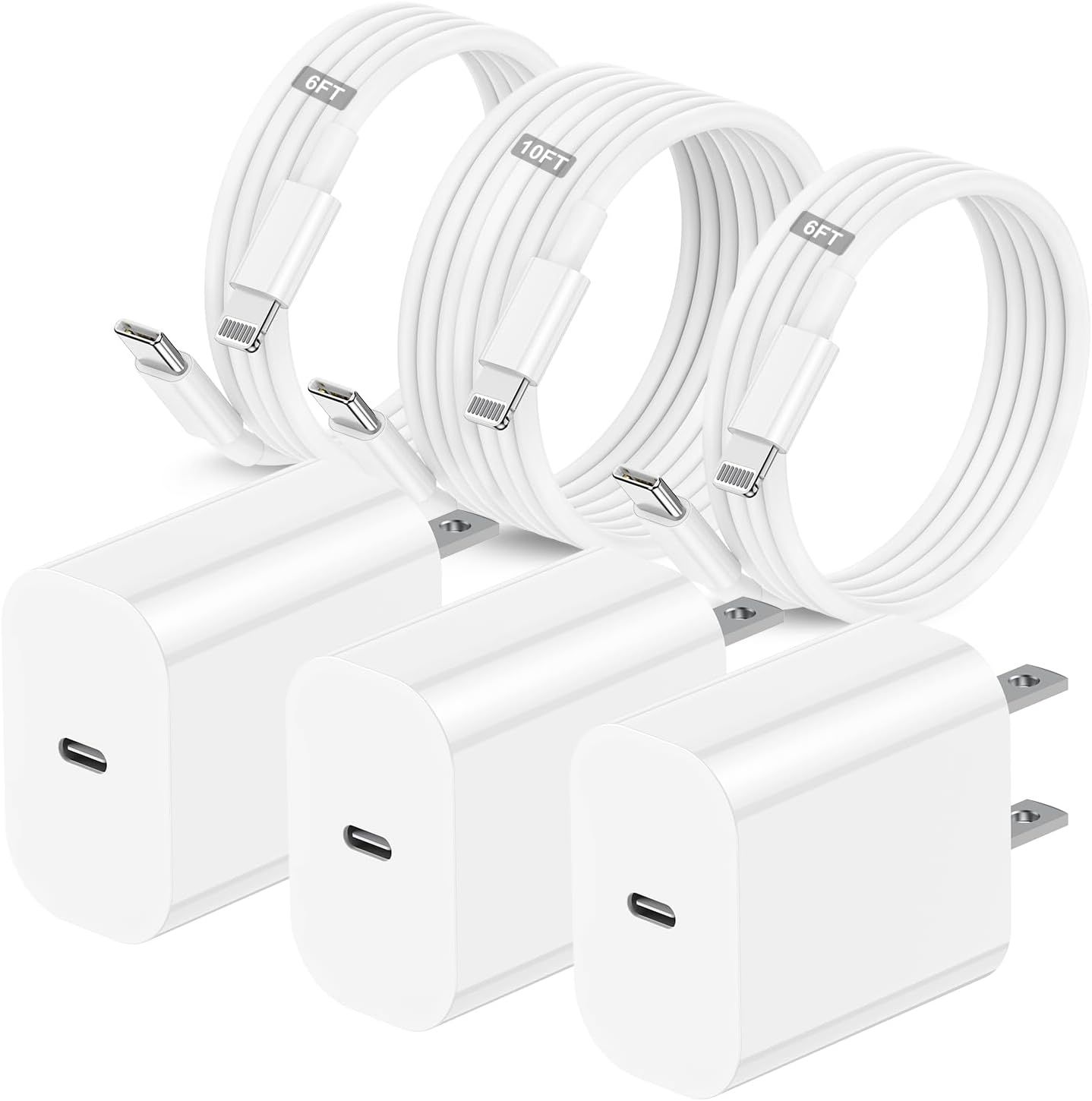 3 Pack for Apple iPhone 12 13 14 Fast Charger Block,[Apple MFi Certified] 20W Rapid USB C Wall Su... | Amazon (US)